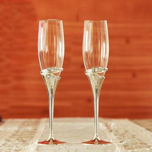 2 pcs Champagne Goblet Glassware Wine Glass Juice Drink Cocktail Wedding Application Creative Household Products Crystal ZJB006