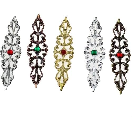 20 pieces/lot16x57mm lozenge metal Filigree Flower Wrap Connector Jewelry DIY Components