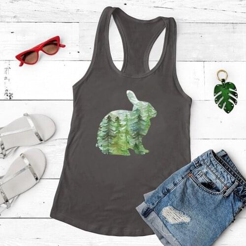 2021 Harajuku rabbit Printed Tank Top Women Sleeveless Summer Vest Femme Kawaii Round Neck Harajuku Tops for Teens y2k