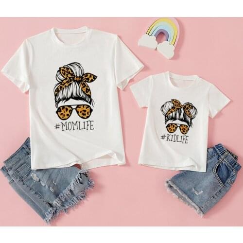2021 Fashion Family Look T shirt Leopard Momlife Heart Love Print Kids T-shirt Mothers day Mama Clothes Baby&Woman Boys Tops
