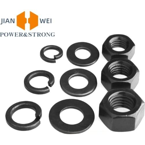 Grade 8.8 black high-strength hexagon nut nut with flat washer spring washer M2M3M4M5M6M8M10M18