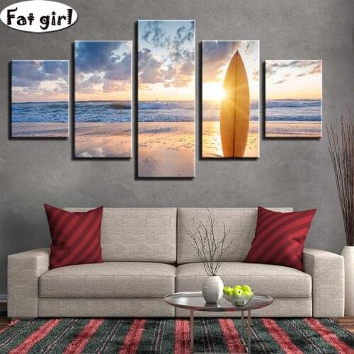 5D DIY diamond embroidery sale Beach scenery sailboat pattern full square round diamond painting cross stitch mosaic hobby art