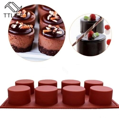 8 Cavity Round Silicone Cake Mold Pastry Baking Round Jelly Pudding Soap Form Ice Cake Decoration Tool Disc Bread Biscuit Mould