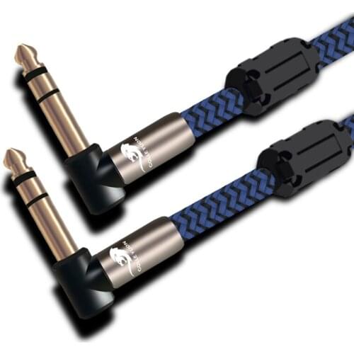 Audio Cable Stereo Angle 6.35mm to 6.35mm Male Jack Shielded For Micphone Electric Guitar Mixer Mixing Console Dual TRS Balance