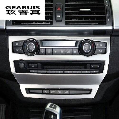 Car Styling for BMW e70 e71 X5 X6 Auto Interior AC CD Control Decor Frame panel Decoration stainless steel Covers Stickers Trim