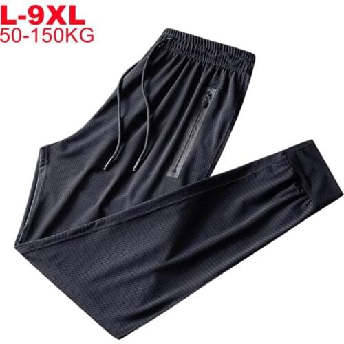 Fashion Casual Printed Pants Elastic Summer Size 5XL 6XL 7XL 8XL 9XL New Men Loose Waist Full Trousers Ice Cool Net Super Large