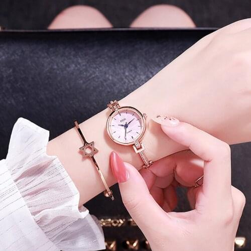DZG small dial watch ladies compact mini simple temperament thin strap female watch