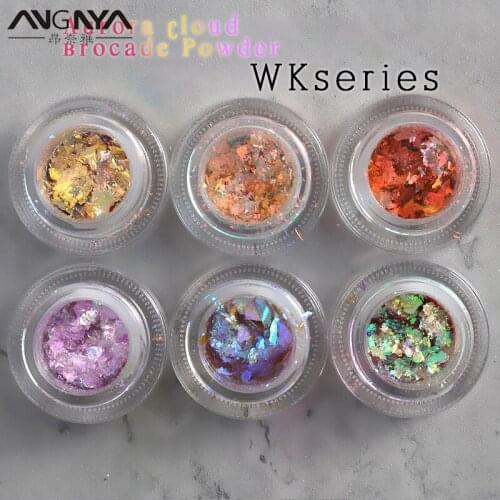 ANGNYA Nail Art Aurora Cloud Brocade Powder Flakes Chrome Powder for Spring Nails Face Eyeshadow Manicure Paillettes Decoration