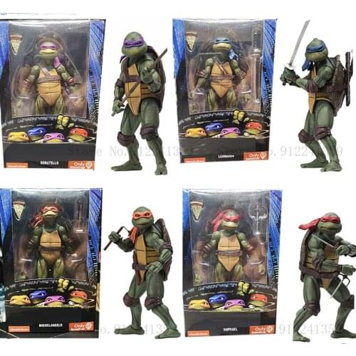 Turtles NECA Raphael Leonardo Donatello Michelangelo Figure Shredder Krang Action Figure Classic Movie 1990s Film Toy Gift 18CM