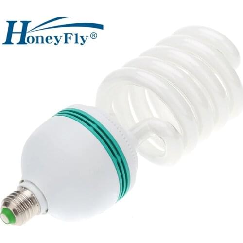 HoneyFly Energy Saving Photography Lamp AC220-240V 200W 5500k Half Spiral Fluorescent Light Bulb Three Primary Colors