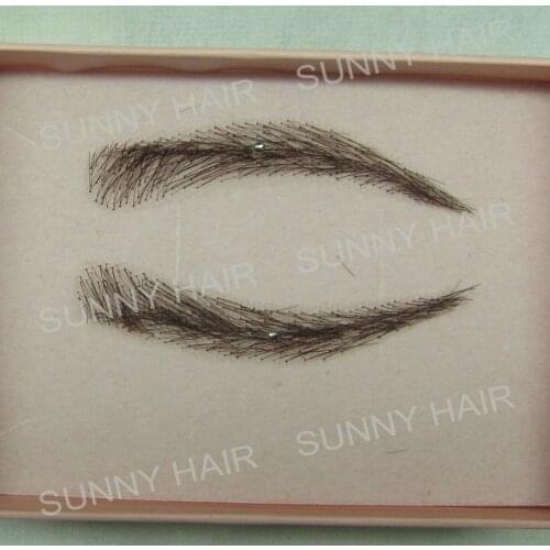 Europe eyebrow shape custom eyebrow invisible swiss lace relastic hand made human hair false eyebrow Black #1B color EB01305