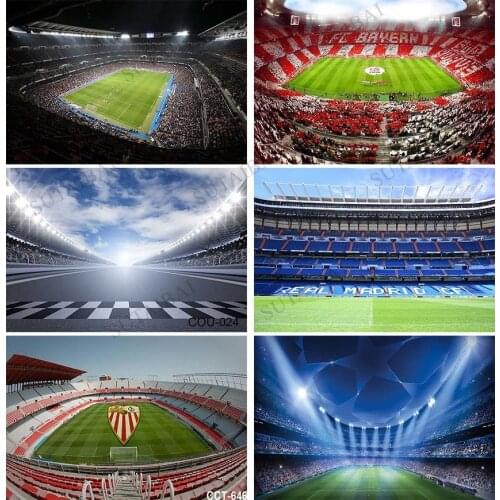 Soccer Field Night Light Photography Backdrop for Boy Son Birthday Party Decoration Sport Stadium Photo Background Photo Booth