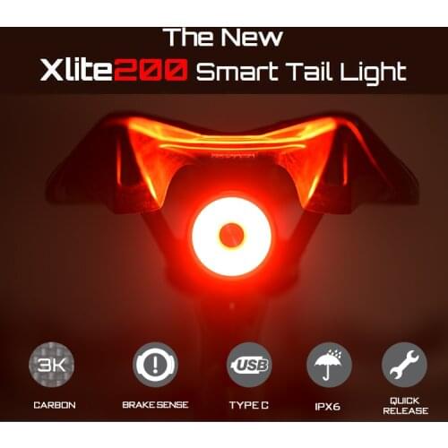 Xlite200 Auto Start Stop Brake Sensing Flashlight For Bicycle Rear Light LED USB Charging Cycling Enfitnix XlIte 100 Taillight