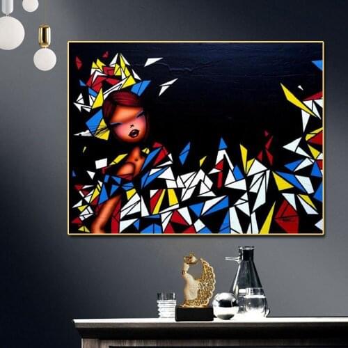 GOODECOR Modern Canvas Painting Abstract Graffiti Wall Art Room Decoration Girl Shards Dress Picture Canvas Printings Home Decor