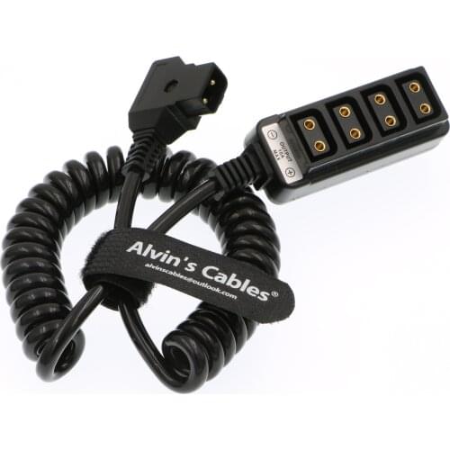 Alvins Cables D Tap Male to 4 Port D Tap Female Coiled Splitter Cable for Anton Bauer V Mount Battery
