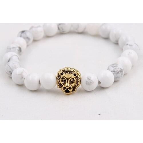 Classic Lion Head Bracelet Buddha beads Bracelets Bangles Charm Natural Turquoises Bracelet For Men Women Couple Jewelry Gift