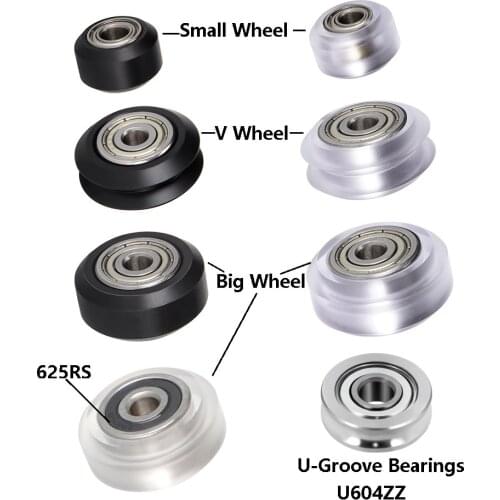 MEGA 1PC POM Plastic Pulley Wheel Small Big slot Model MR105 Ball Bearing 625ZZ 3D Printer Parts Round Idler Gear Perlin V Type