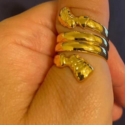 Egyptian Nefertiti Queen Rings For Women Men Vintage Gold Stainless Steel Key of life Ring Couple Africa Ring African Jewelry