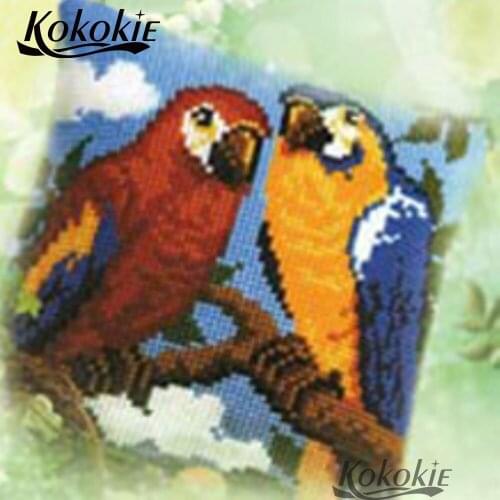 DIY parrot Cross stitch For Embroidery kit cartoon animal cotton thread throw pillow Counted Cross-Stitching Needlework Sets