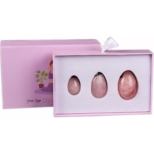Natural Rose Quartz Yoni Egg Set Vaginal Muscles Tightening Ball Crystal Kegel Egg Women Kegel Exerciser Jade Egg With Box
