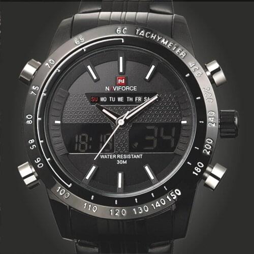 NAVIFORCE 9024 Luxury Sports Watches Men Steel LED Army Military Watch Mens Quartz Analog Digital Watch relogio masculino 2020