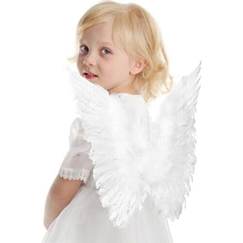 New Kids Feather Fairy Angel Wings Night Party Fancy Dress White/Black Props Costumes Wedding Apparel Accessories