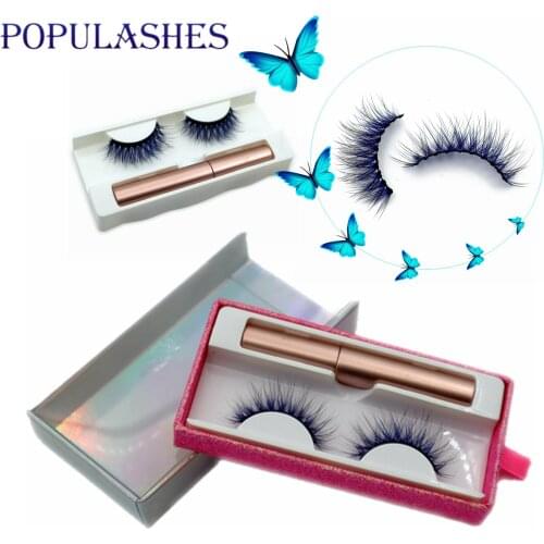 New 10 Magnetic Eyelash Liquid Eyeliner Set 5 Magnet Blue Color Mink Fake Eyelashes Packaging Lash Box Pull Cases