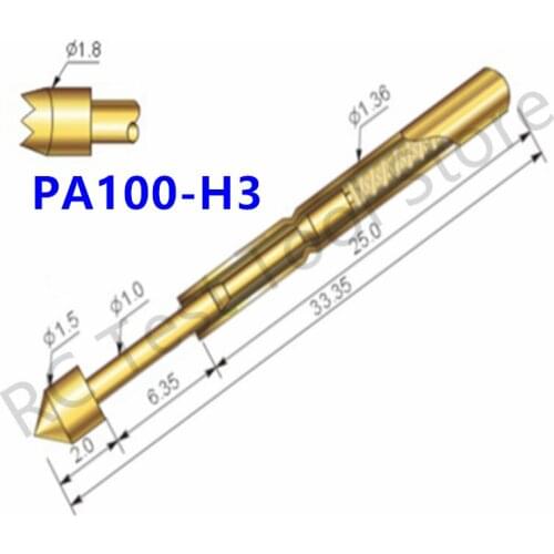 PA100-H3 Metal Brass Spring Test Probe Convenient And Durable Spring Test Probe 100 / PCS Test Probe Sleeve Length 33.35mm Probe
