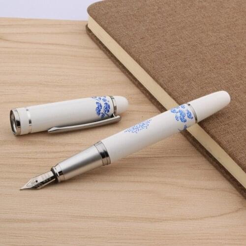 Auspicious clouds Chinese Blue and White Porcelain Pattern Medium Nib Fountain Pen Stationery School Office