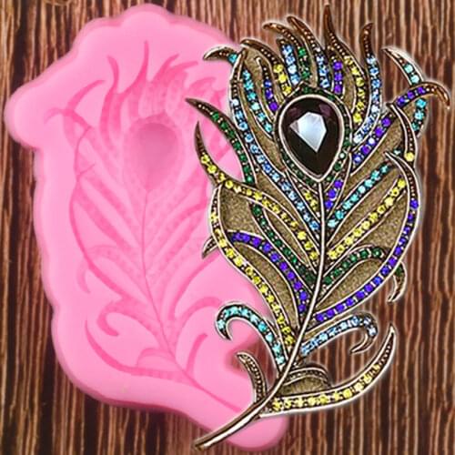 Peacock Feather Border Silicone Molds Cupcake Topper Fondant Cake Decorating Tools Jewelry Clay Candy Chocolate Gumpaste Moulds