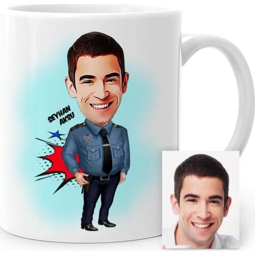 Personalized Police Cartoon White Mug Cup-4