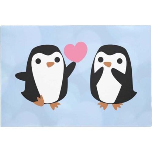 Personality Penguins in Love Doormat Home Decoration Entry Non-slip Door Mat Rubber Washable Floor Carpet