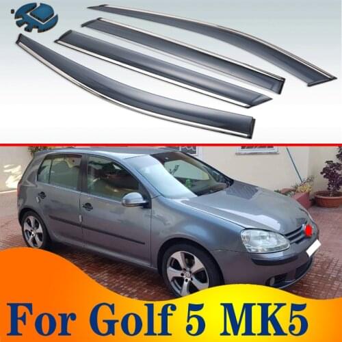 For Volkswagen Golf 5 MK5 2004-2008 Plastic Exterior Visor Vent Shades Window Sun Rain Guard Deflector 4pcs 2005 2006 2007