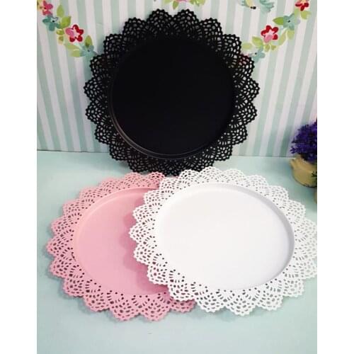 DOLBOVI Ruched Wrought Iron tray, Round Metal Presentation service tray tray поднос plateau de service