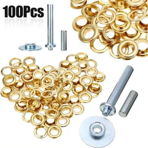 Useful 100Pcs Tarpaulin Awning Tent Tarp Repair Punch Grommets Hand Tool Sets