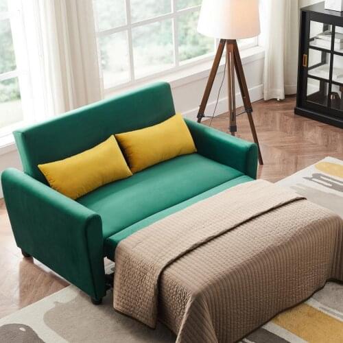 Practical 3Pcs/Set Durable 2 In 1 Velvet Sofa Bed Green Loveseat Couch Strong Bearing Capacity for Home