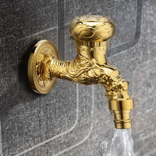 Carved Wall Bottle Bibcock Bathroom Brass Retro Tap Decorative Outdoor Garden Washing Machine Mop Sink Faucet Torneira De Parede