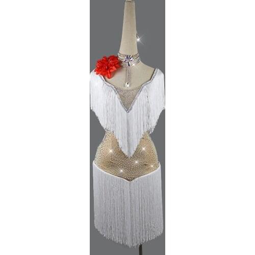Luxury latin dance dress for women spandex stones latin dance dress girls latin dance tassel dress latin dance clothes