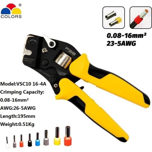 Hand Tools Mini-type Self-Adjustable Crimping Plier VSC10 16-4A Special 23-5AWG Four-sided Crimp Tweezers Knife