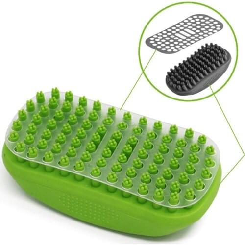Dog Shampoo Rubber Brush Clean Dog Bath Brush with Fur Catching Screen Soft 4 Point Bristle Cat and Dog Brush Dog Grooming Brush