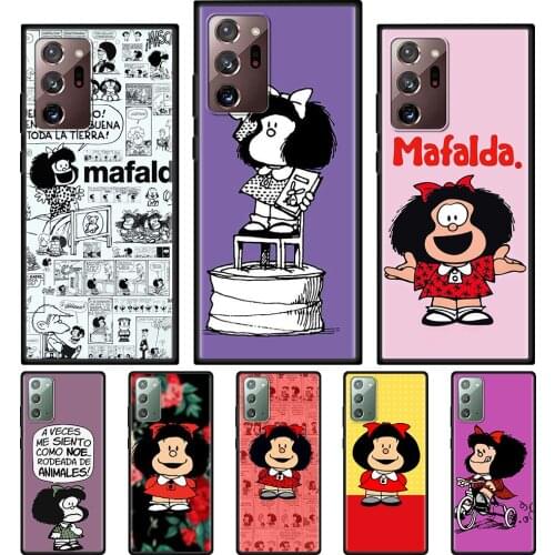 Cute Girl Mafalda Silicone Case For Samsung Galaxy Note 20 Ultra 10 Plus Lite 9 8 Cover Soft Fundas Black Shell