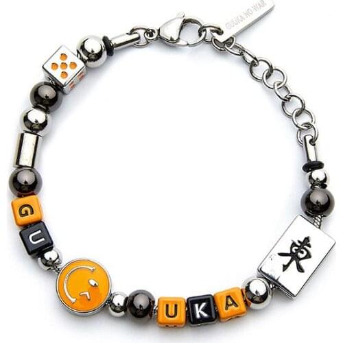 Smiley Beaded Wild Bracelet Trendy Design Hip Hop Dice Mahjong Couple Military Brand Jewelry