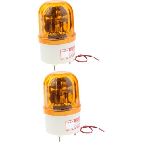 2xYellow 12V LED Rotating Strobe Warning Light Round Signal Beacon Flash