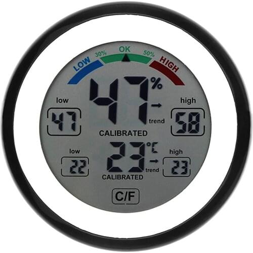 3305F Thermometer Hygrometer Round Touch Screen Reptile Pet Luminous Pointer Greenhouse Embedded In Digital Sauna Room FY-13