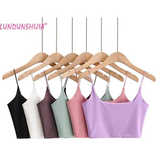 LUNDUNSHIJIA 2020 New Summer Fashion Women Sexy Camisole Tops Ladies Sleeveless U-neck Elasticity Crop Tops Blusas