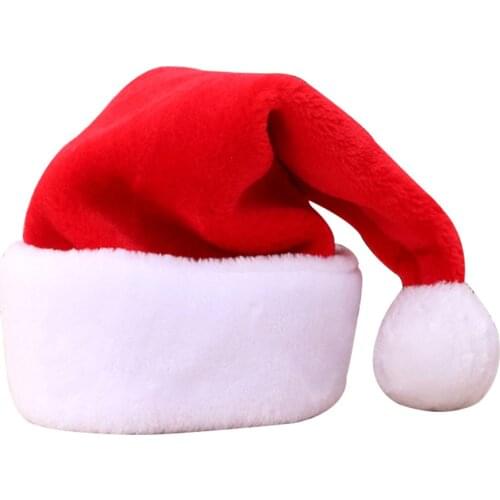 Pack of 2 Thickened double layer luxury plush christmas santa claus cap 86g xmas hat for adults