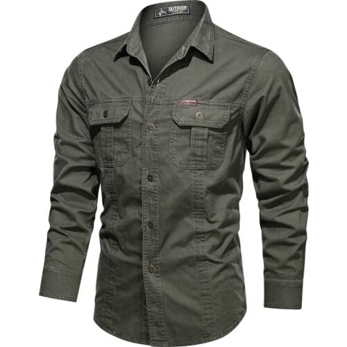 Spring Mens 100% Cotton Military Shirts Men High Quality Army Green Long Sleeve Casual Slim Fitness Tactical Shirt Size M-5XL