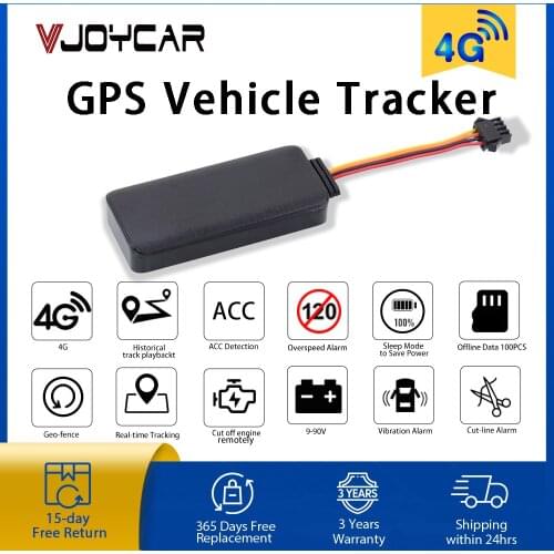 Vjoycar 2021 Newest Real 4G LTE Car GPS Tracker ACC Detection Geo-fence Anti-lost Alarm Vehicle GPS Locator APP Server Tracking