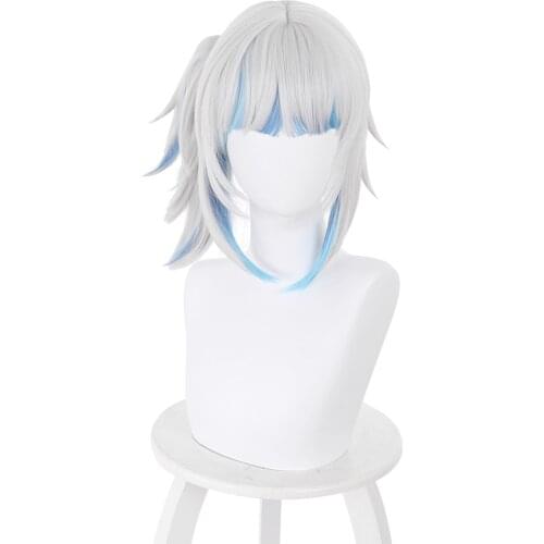 Hololive English VTuber Gawr Gura Cosplay Wig 35cm Heat Resistant Synthetic Hair Carnival Halloween Party Props