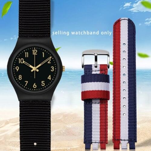 High quality nylon watchband for men and womens watch with SWARCH concave and convex 17 19mm watch strap Canvas strap Give tool